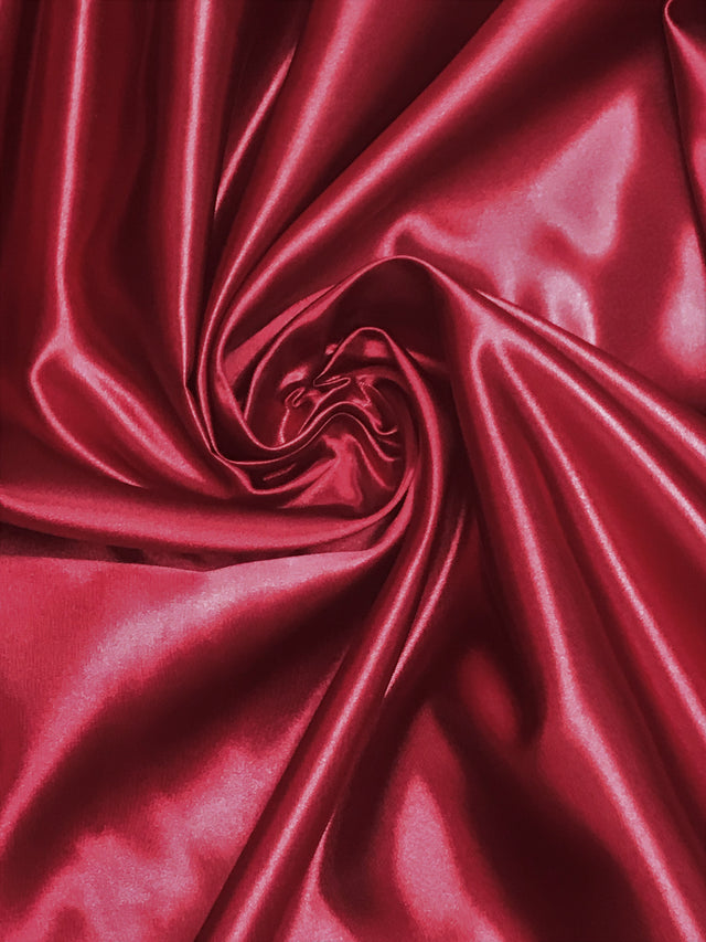 Burgundy Bridal Satin Fabric - Burgundy, 58"-60" Width (1 Yard)
