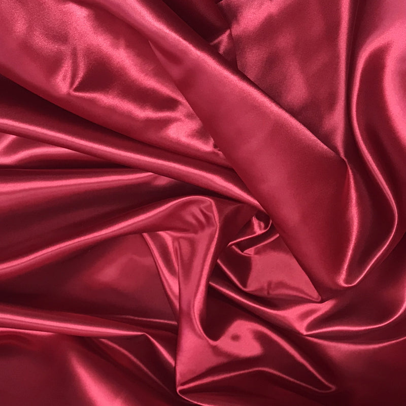 Cranberry Bridal Satin Polyester Fabric - Cranberry, 58"-60" Width (1 Yard)