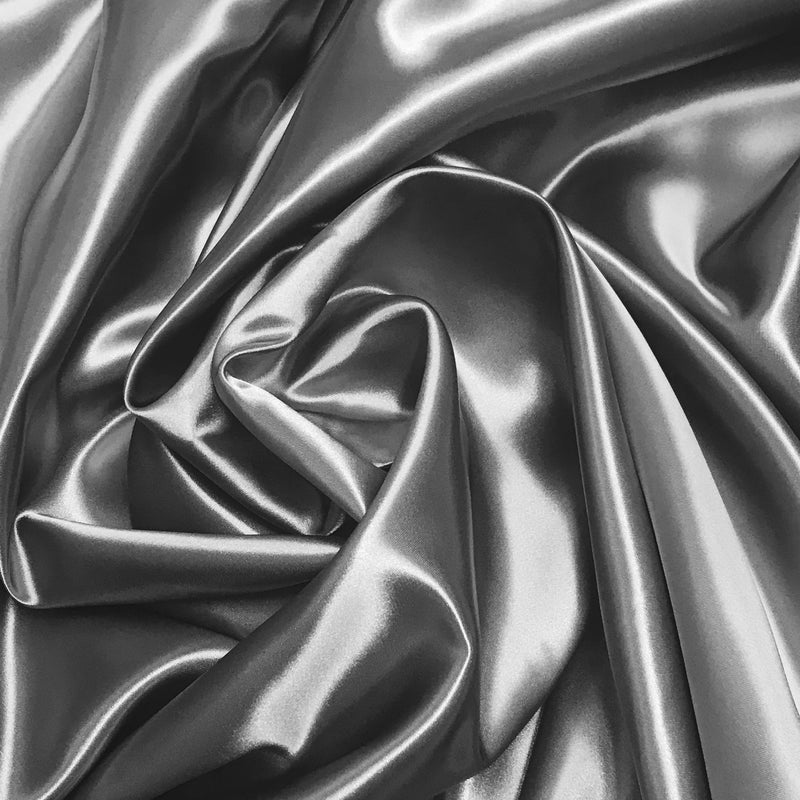 Gray Bridal Satin Polyester Fabric - Gray, 58"-60" Width (1 Yard)