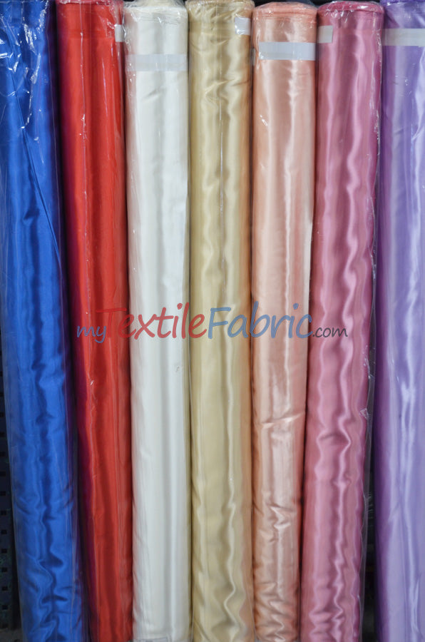 Bridal Satin Polyester Fabric - Shiny Solid, 58/60" Width, Multiple Colors (Yards, Bolts, Sample Swatches)