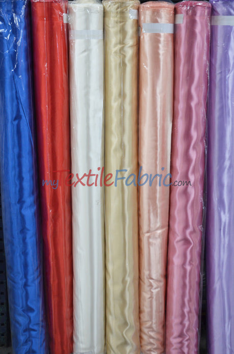Bridal Satin Polyester Fabric - Shiny Solid, 58/60" Width, Multiple Colors (Yards, Bolts, Sample Swatches)