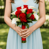 Red Roses White Calla Lilies Bridesmaids Bouquets 6 Sets Fresh Flowers 26 Stems Each