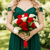 Red Roses White Calla Lilies Bridesmaids Bouquets 6 Sets Fresh Flowers 26 Stems Each
