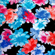 Nylon Lycra Swim Fabric Bright Flowers on Black