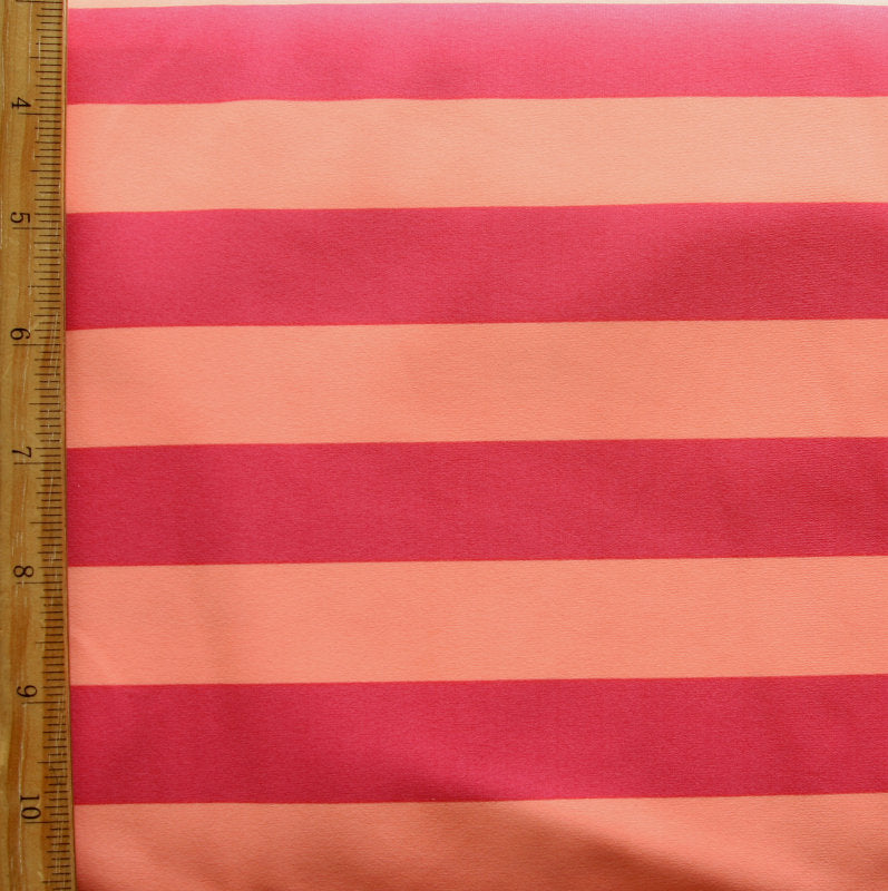 Nylon Lycra Swim Knit Pink and Peach 1" Stripe