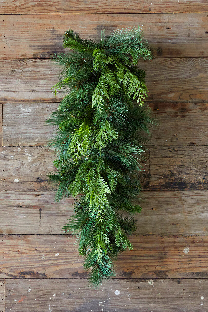 Artificial Bristle Pine Teardrop 29" Evergreen Holiday Home Decor