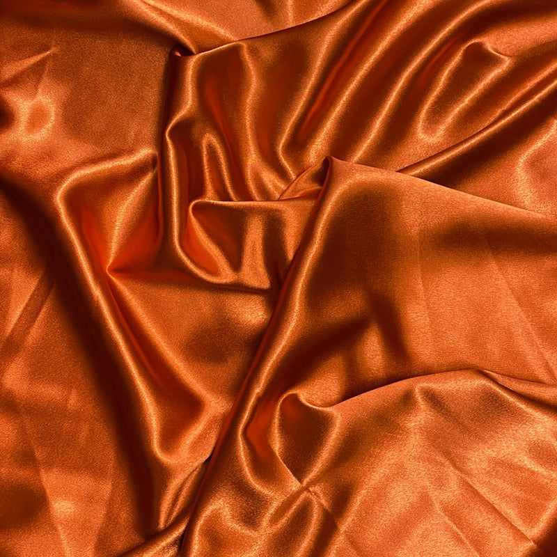 Crepe Satin Polyester Fabric - Burn Orange, 58" Width (1 Yard)