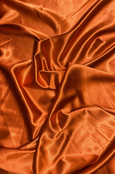 Crepe Satin Polyester Fabric - Burn Orange, 58" Width (1 Yard)