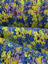Brocade Jacquard Floral Royal Blue Green