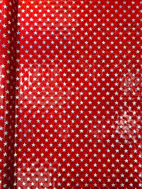 Brocken Glass Star Spandex Fabric - Red/White Broken Glass Star Pattern, 58" Width (1 Yard)