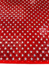 Brocken Glass Star Spandex Fabric - Red/White Broken Glass Star Pattern, 58" Width (1 Yard)