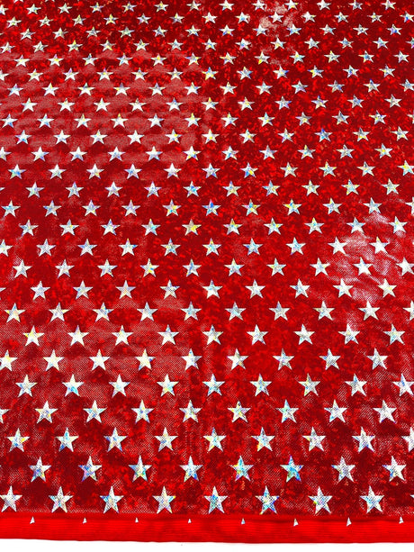Brocken Glass Star Spandex Fabric - Red/White Broken Glass Star Pattern, 58" Width (1 Yard)