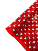 Brocken Glass Star Spandex Fabric - Red/White Broken Glass Star Pattern, 58" Width (1 Yard)