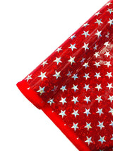 Brocken Glass Star Spandex Fabric - Red/White Broken Glass Star Pattern, 58" Width (1 Yard)