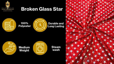 Brocken Glass Star Spandex Fabric - Red/White Broken Glass Star Pattern, 58" Width (1 Yard)