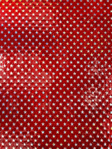 Brocken Glass Star Spandex Fabric - Red/White Broken Glass Star Pattern, 58" Width (1 Yard)