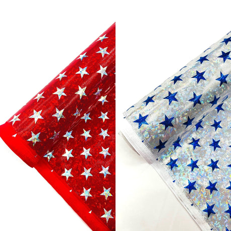 Brocken Glass Star Spandex Fabric - Red/White Broken Glass Star Pattern, 58" Width (1 Yard)