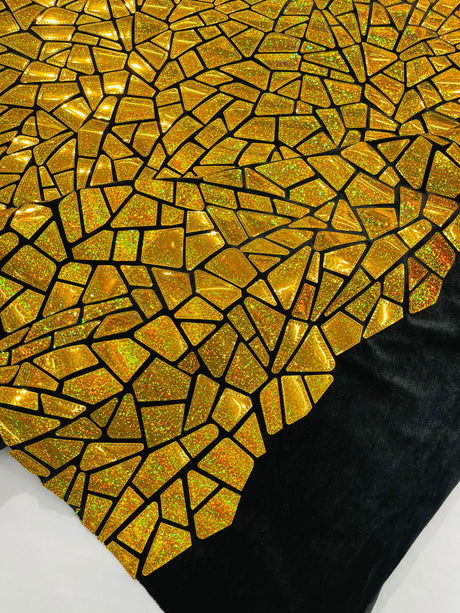 Broken Glass Sequin Velvet Fabric - Broken Glass Sequin, 58" Width (36 Inches)
