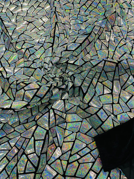 Broken Glass Sequin Velvet Fabric - Broken Glass Sequin, 58" Width (36 Inches)
