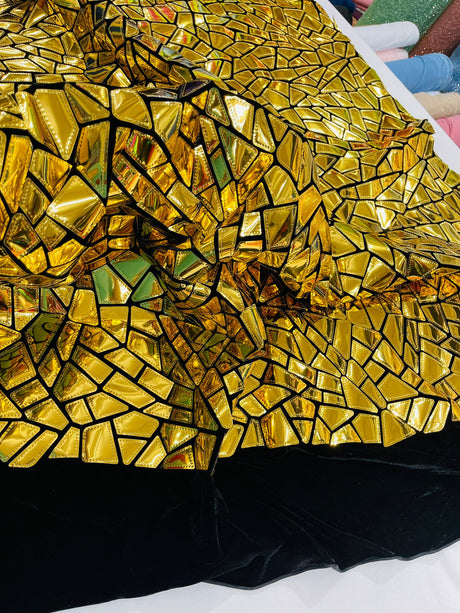 Broken Glass Sequin Velvet Fabric - Broken Glass Sequin, 58" Width (36 Inches)