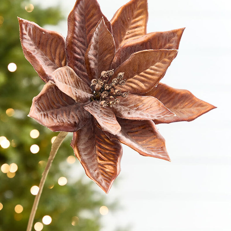 22" x 9" Bronze Poinsettia Stem