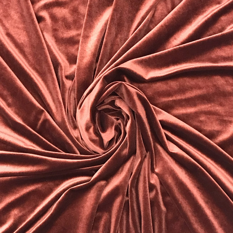 Bronze Stretch Velvet Fabric - Bronze, 58"-60" Width (1 Yard)
