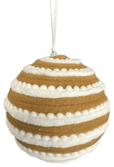6" Brown and White Gingerbread Stripe Ball
