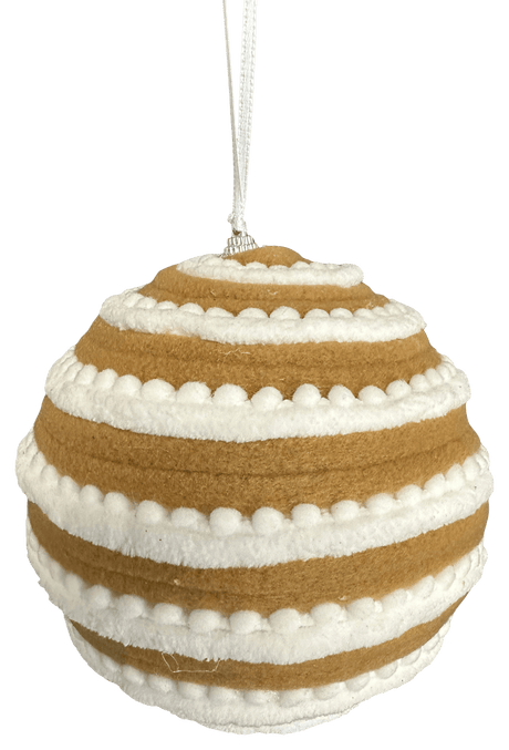 6" Brown and White Gingerbread Stripe Ball