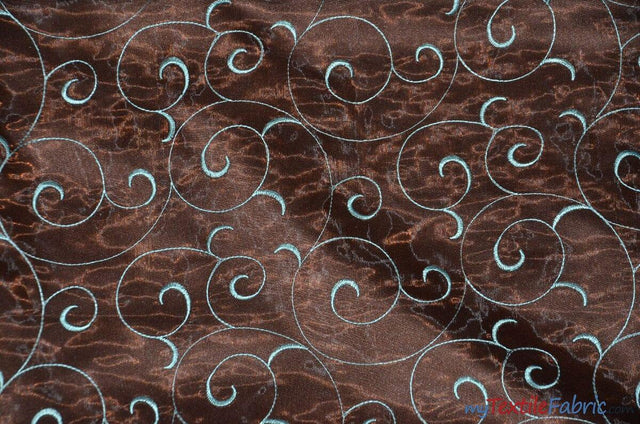 Swirl Organza Polyester Fabric - Embroidered Swirl Sheer, 52/54" Width, Multiple Colors (1 Yard)