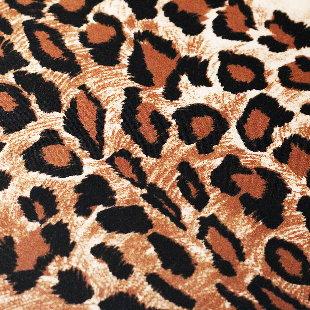 Leopard Animal Polyester Spandex Fabric - Multiple Colors, Leopard Print, 60" Width (1 Yard)
