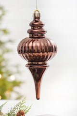 10" Brown Shatterproof Finial Ornament