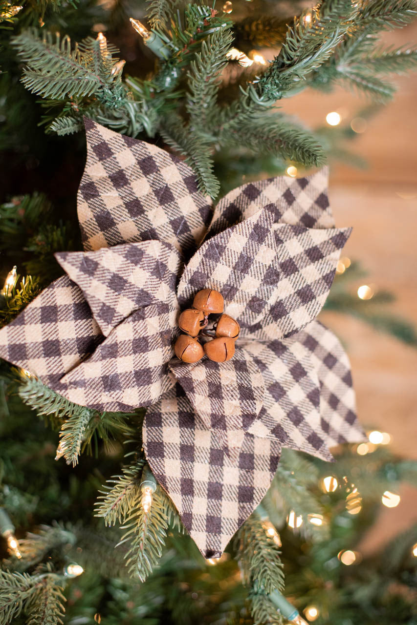 22” x 12” Buffalo Check Poinsettia Stem