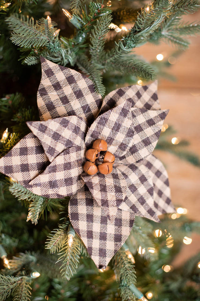 22” x 12” Buffalo Check Poinsettia Stem