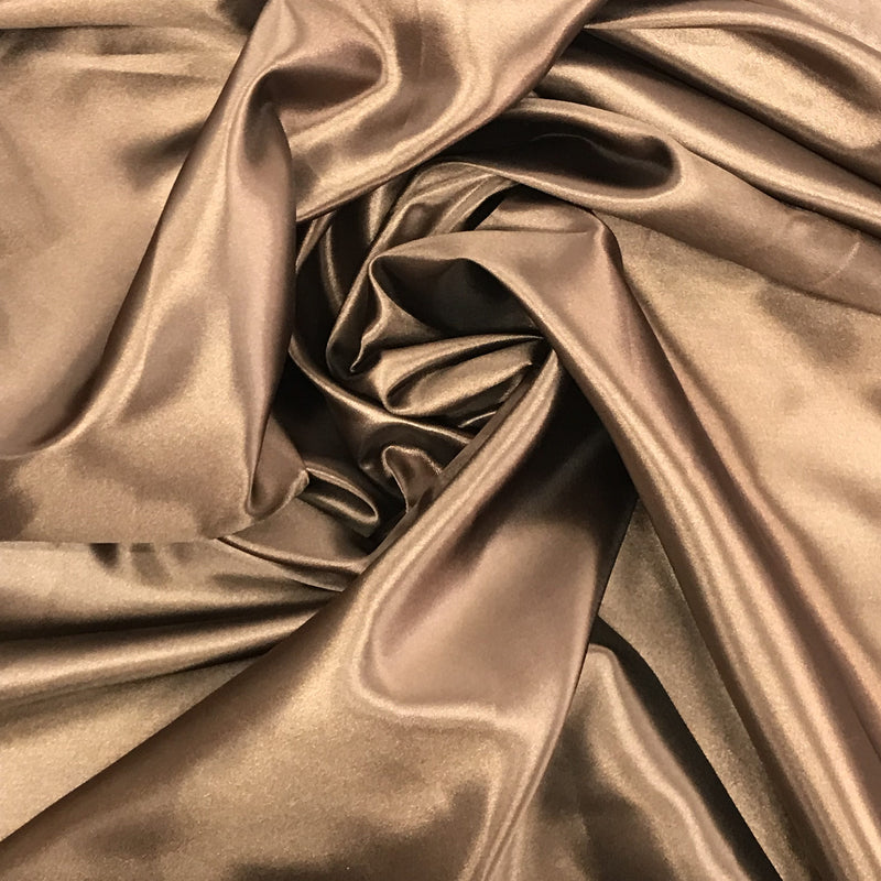 Brown Medium Satin Polyester Fabric - Brown, Satin, 58"-60" Wide