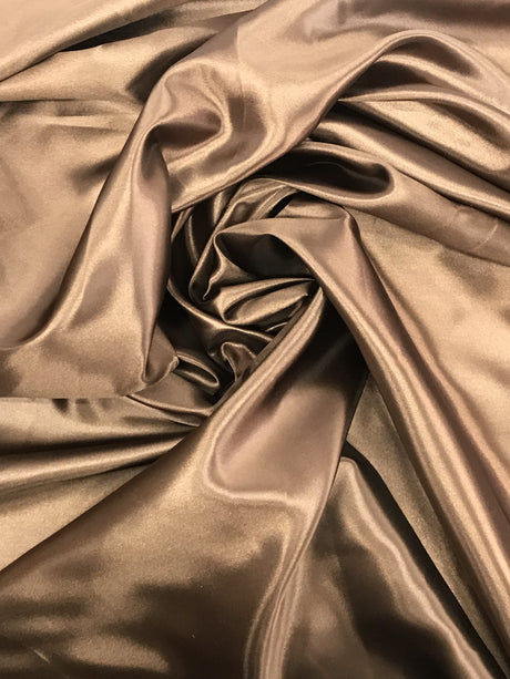 Brown Medium Satin Polyester Fabric - Brown, Satin, 58"-60" Wide