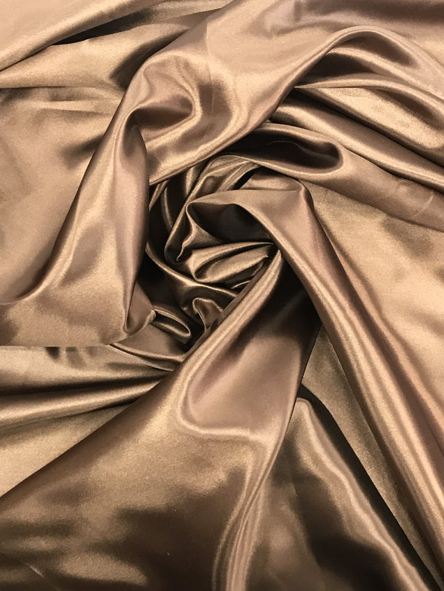 Brown Medium Satin Polyester Fabric - Brown, Satin, 58"-60" Wide