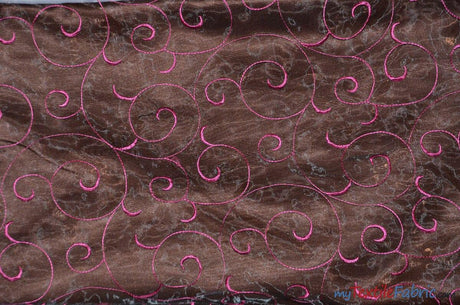 Swirl Organza Polyester Fabric - Embroidered Swirl Sheer, 52/54" Width, Multiple Colors (1 Yard)