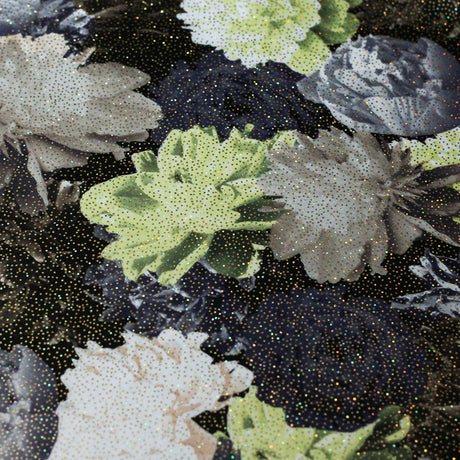 English Garden Polyester Spandex Fabric - Large Floral Print, Multiple Colors, 58-60" Width (1 Yard)
