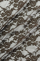 Brown Stretch Lace Nylon Spandex Fabric - Brown, Floral Lace, 58/60" Width (1 Yard)