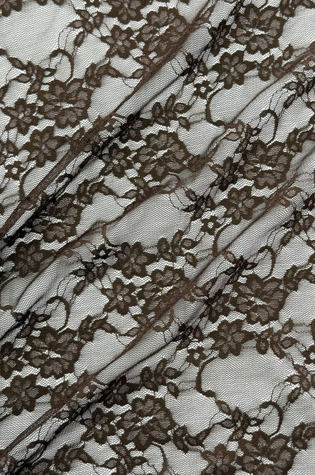 Brown Stretch Lace Nylon Spandex Fabric - Brown, Floral Lace, 58/60" Width (1 Yard)