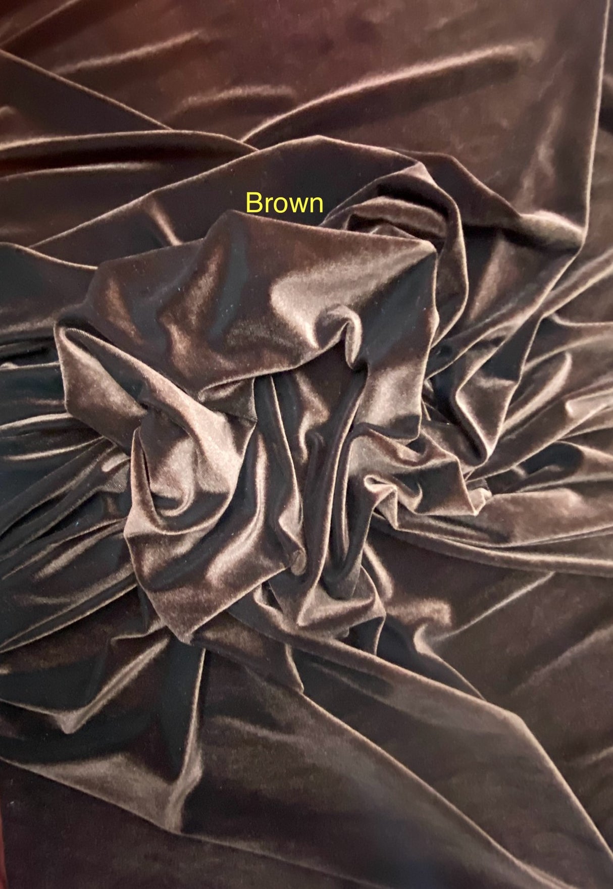 Brown Stretch Velvet Fabric - Brown, 58"-60" Width (1 Yard)