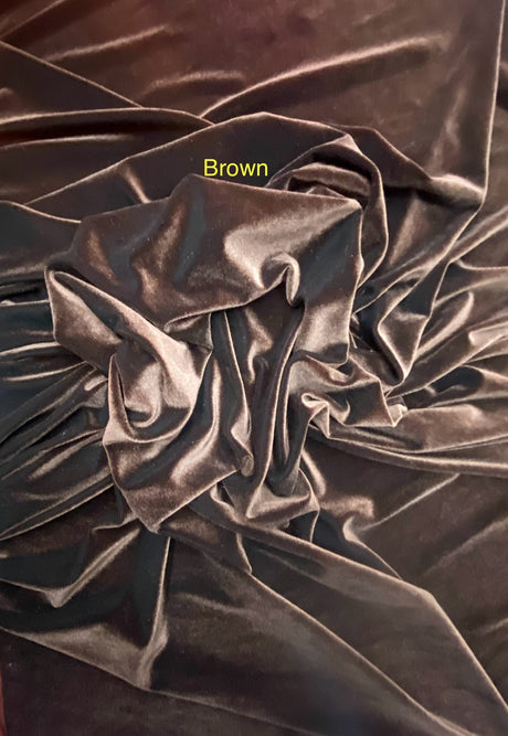Brown Stretch Velvet Fabric - Brown, 58"-60" Width (1 Yard)