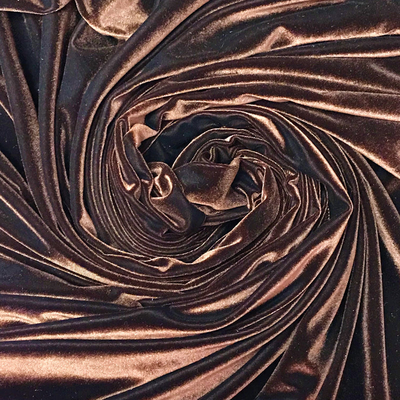 Brown Stretch Velvet Fabric - Brown, 58"-60" Width (1 Yard)