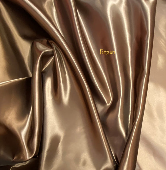 Brown Bridal Satin Fabric - Brown, 58"-60" Width (1 Yard)