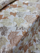 Brocade Jacquard Metallic Gold Maple Leaves