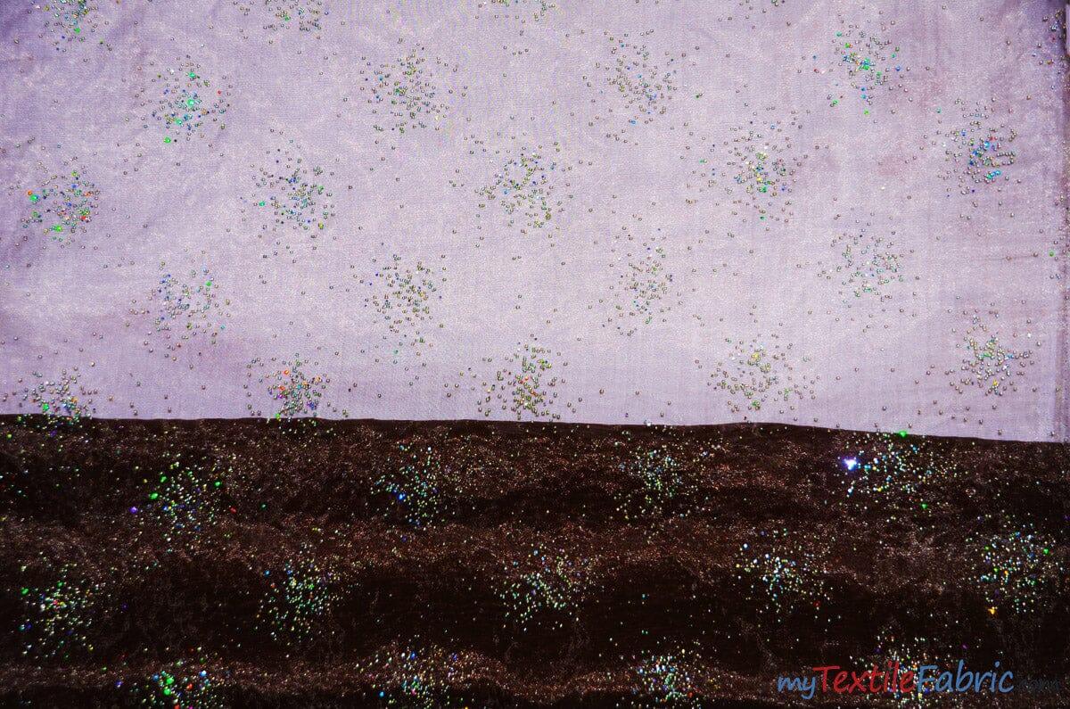 Sparkle Organza Polyester Fabric - Glitter Beads, Sheer, 58" Width (1 Yard)