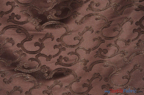 Vineyard Scarlet Jacquard Polyester Fabric - Vineyard Pattern, 58/60" Width, Multiple Colors (1 Yard)