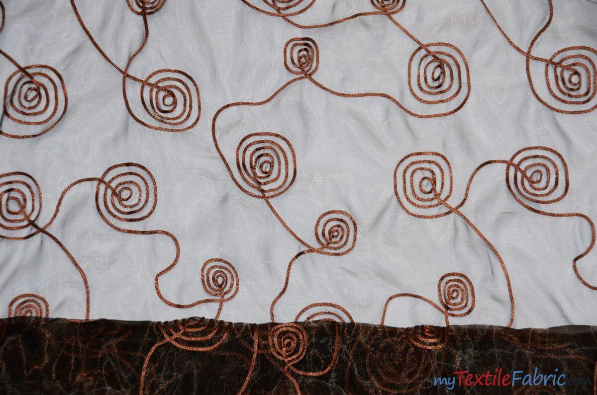 Donatello Organza Embroidery Fabric - Embroidered Floral Sheer, 54" Width, Multiple Colors (1 Yard)