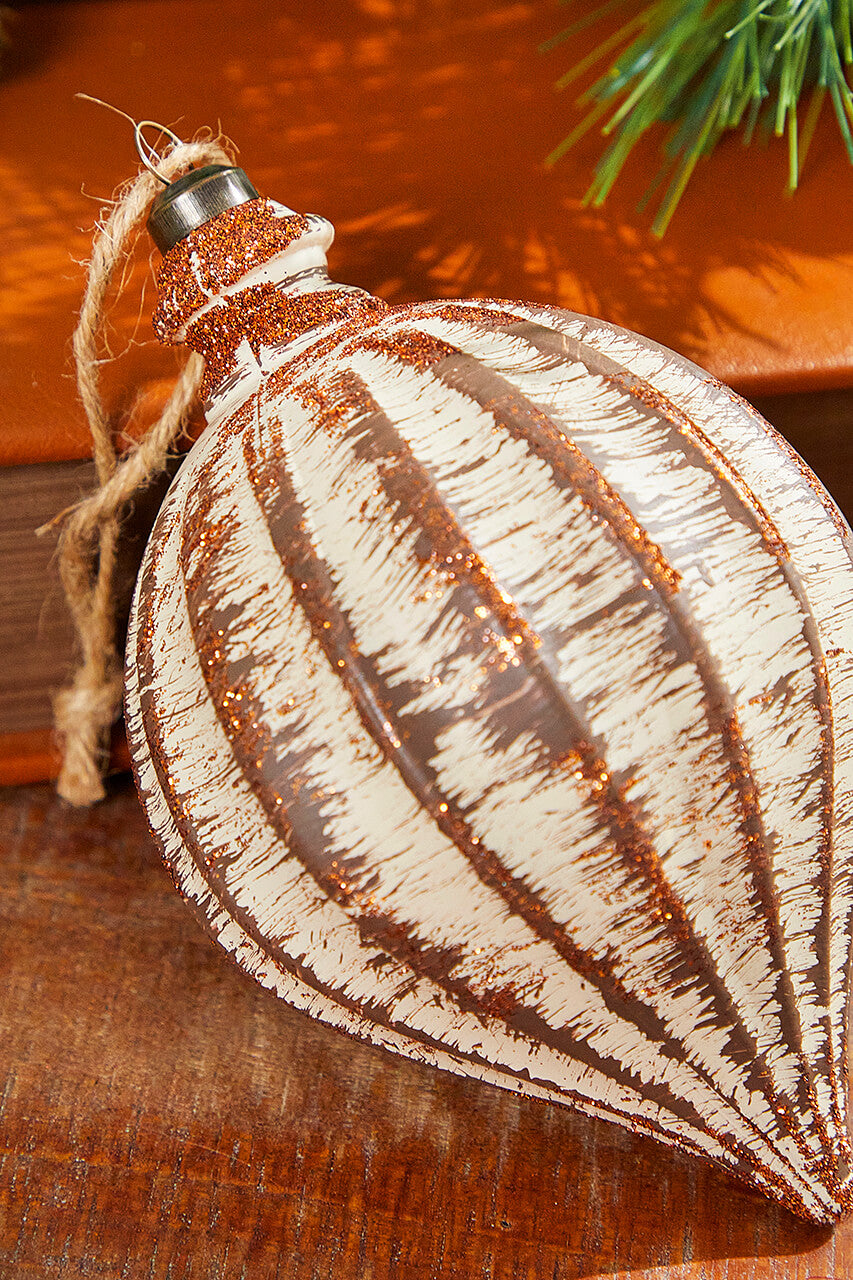 6" Antique Drop Ornament - Brown Wash