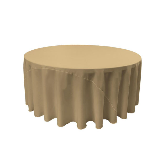 Taupe 100% Polyester Round Tablecloth 132″